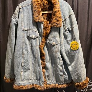 Dressed in LALA Lala Forever Patched Trucker Jacket in Leopard